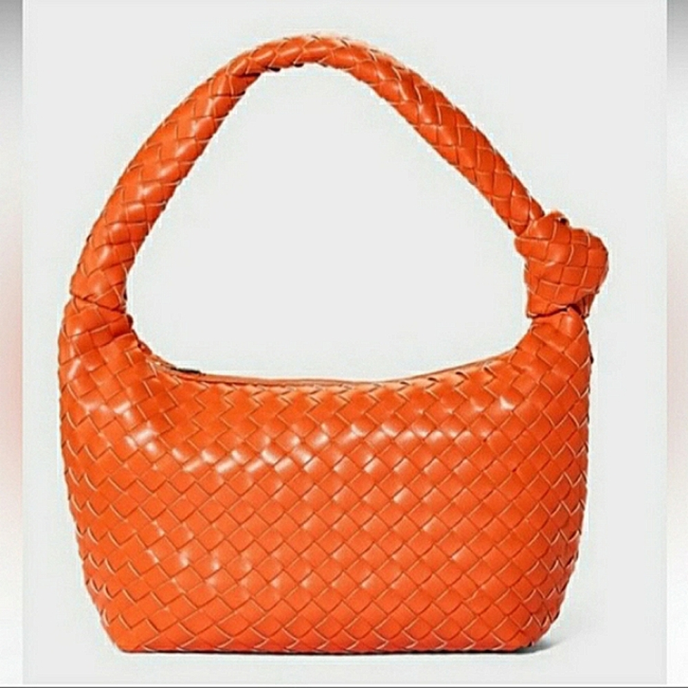 a new day Vibrant RUST ORANGE Woven Hobo Bag NWOT - Picture 2 of 10
